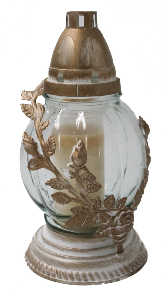 Lampe funéraire 26cm avec fleurs